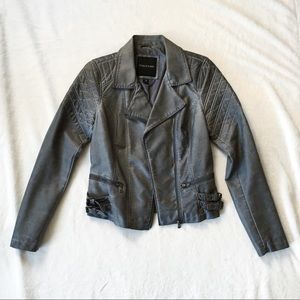 Maurices Grey Leather Moto Jacket